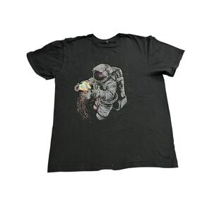 Threadless Astronaut Jellyfish T-Shirt Mens Medium Black Excellent Graphic Tee